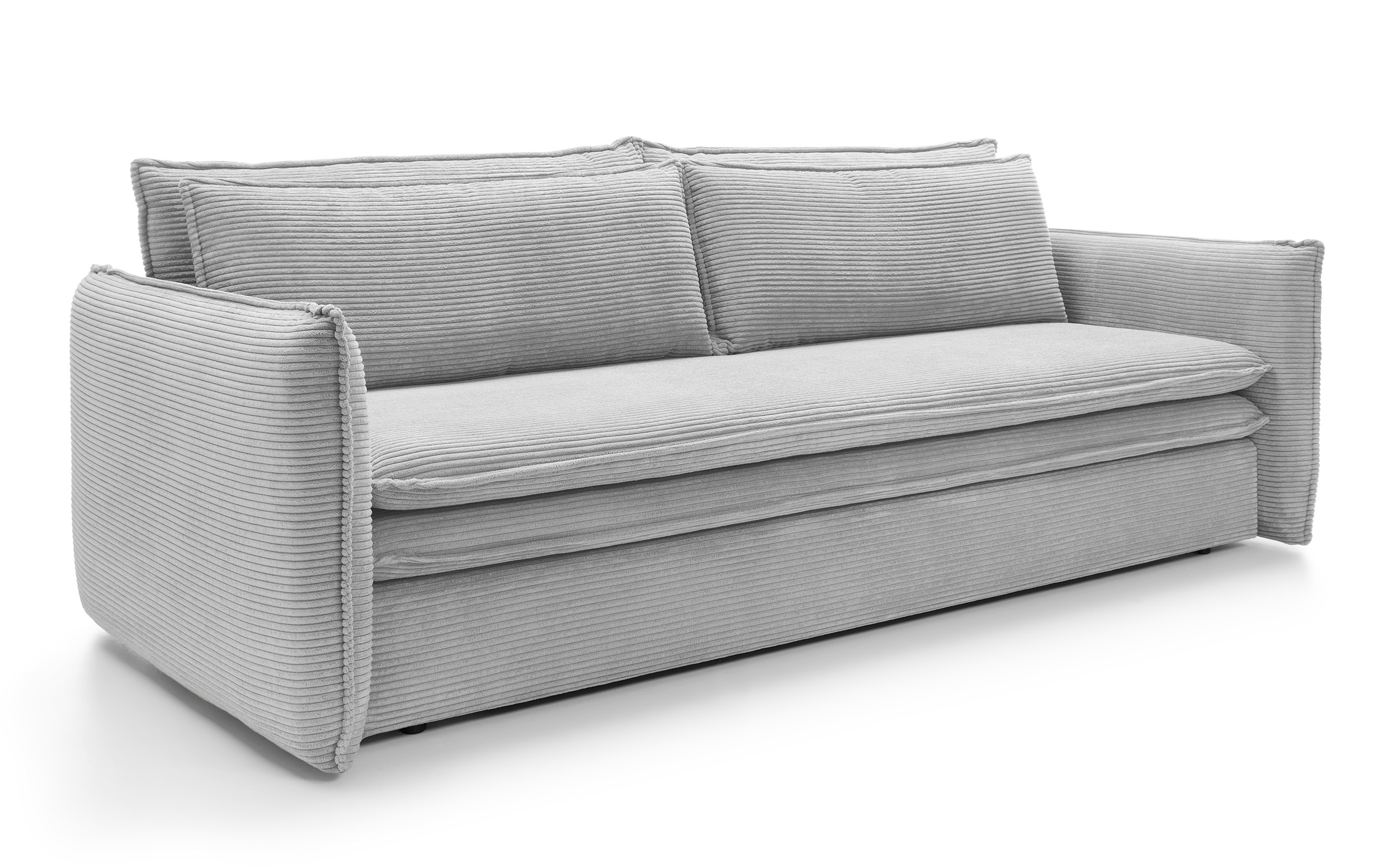 Kanapa rozkładana trzyosobowa Baptello z pojemnikiem jasnoszara sztruks - zdjęcie 1