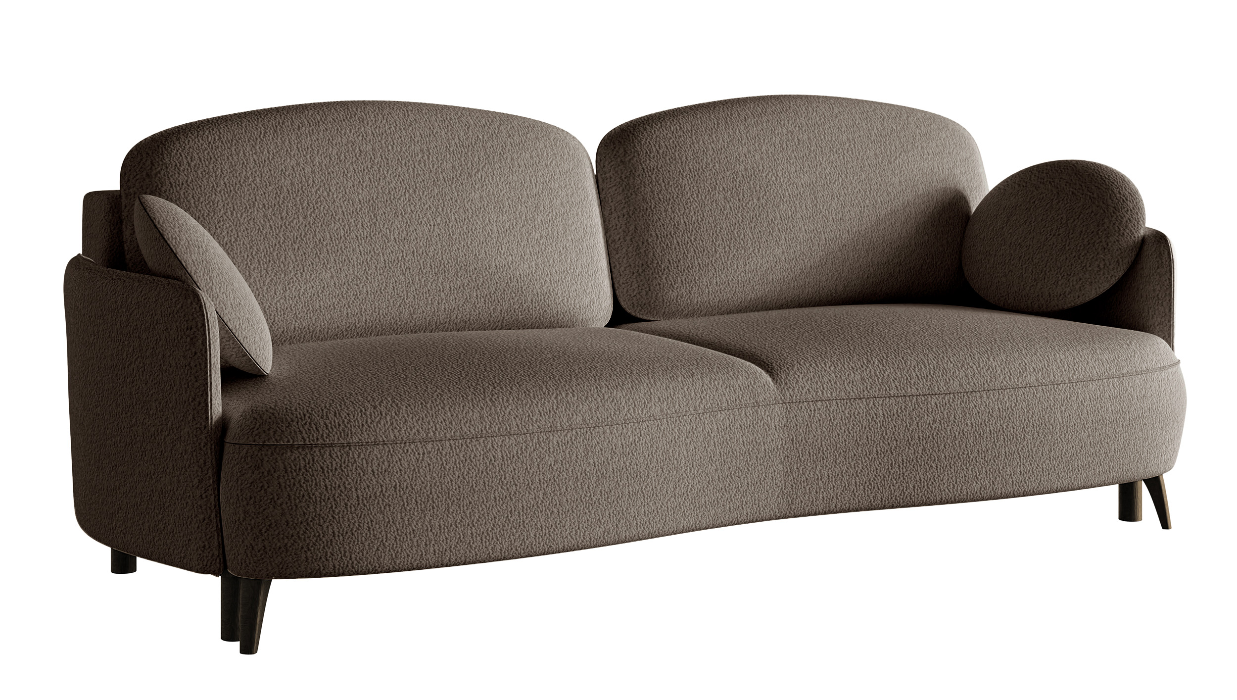 Kanapa rozkładana trzyosobowa Raviolo z pojemnikiem jasnobrązowa boucle nóżki czarne - zdjęcie 1