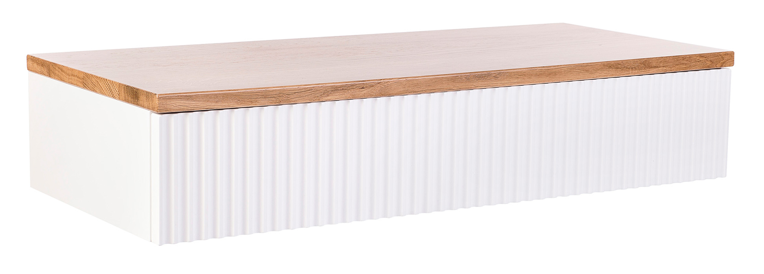 Toaletka Lonidos 80x35 cm wisząca biała z dębowym blatem lamele - zdjęcie 1