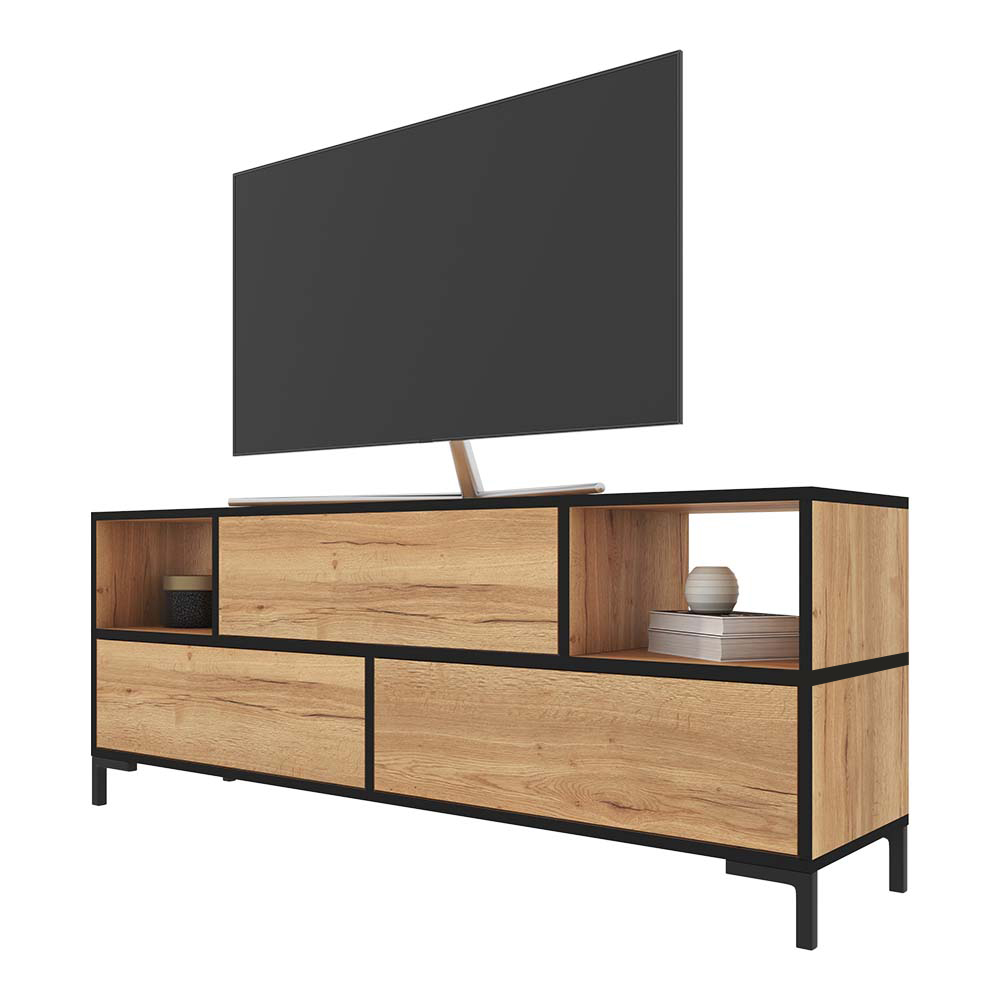 Szafka RTV Wirnar dąb lancelot z czarnymi rantami