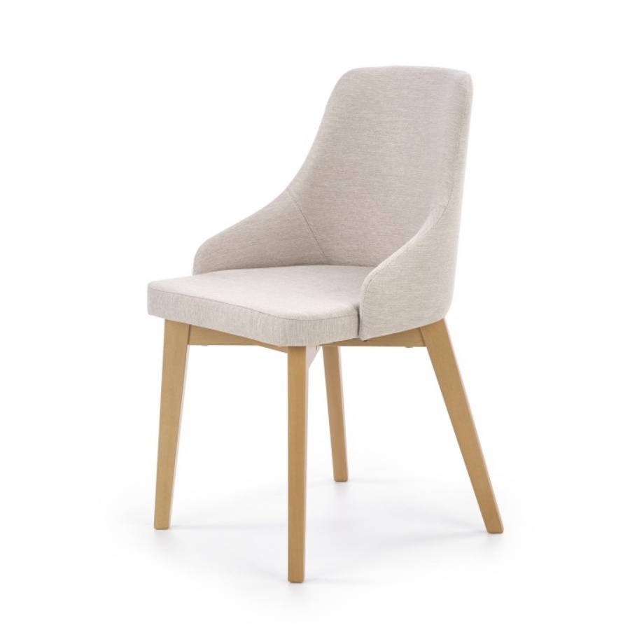 Krzesło tapicerowane Berlas kremowe - dąb miodowy - zdjęcie 1