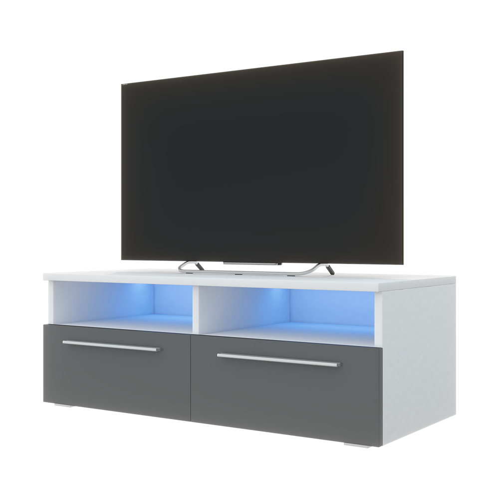 Szafka RTV Phiris Biały mat / Szary połysk - zdjęcie 19