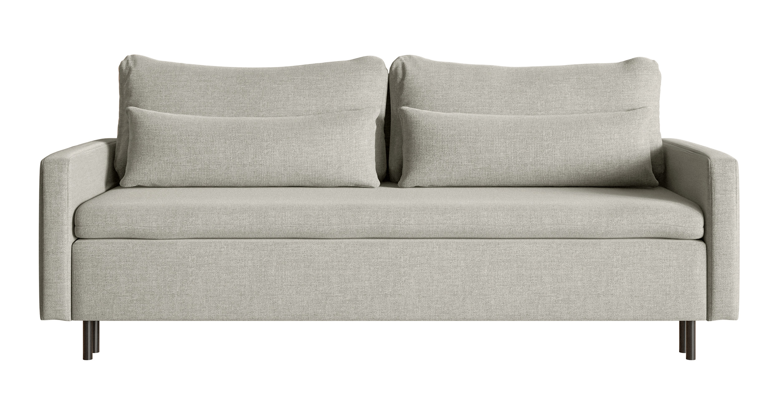 Kanapa rozkładana trzyosobowa Umpro z pojemnikiem szarobeżowy szenil - zdjęcie 1