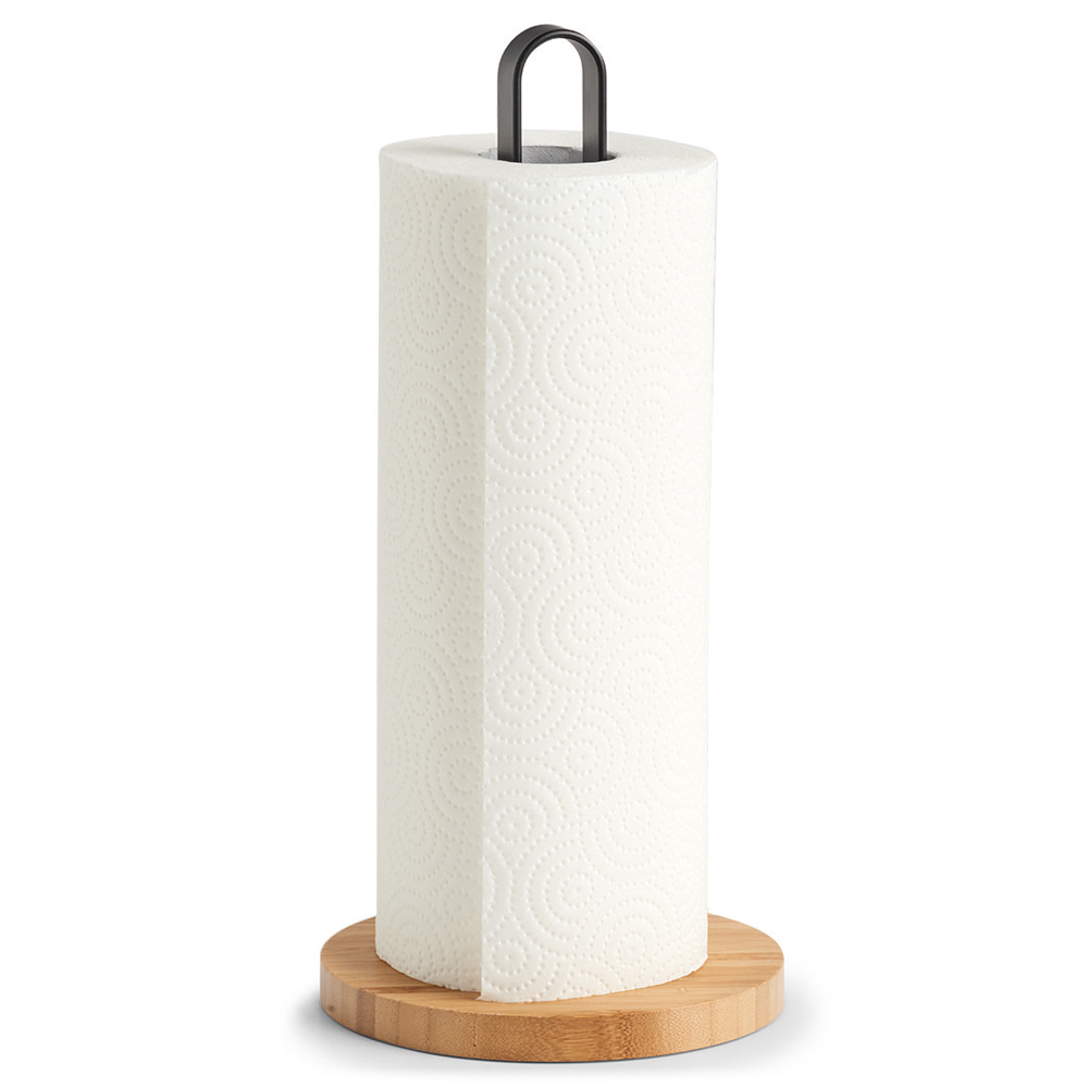 Stojak na ręcznik papierowy Skanie z metalu i bambusa - zdjęcie 1