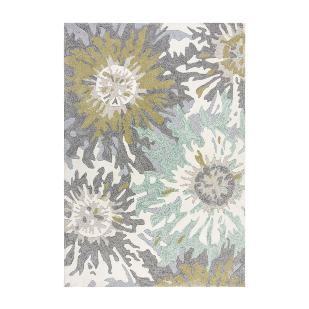 Dywan syntetyczny Soft Floral z motywem kwiatów zielony - zdjęcie 1