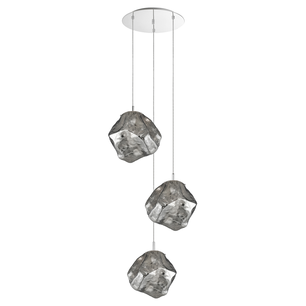 Lampa wisząca Arsenio kaskada x3 srebrna duża - zdjęcie 1