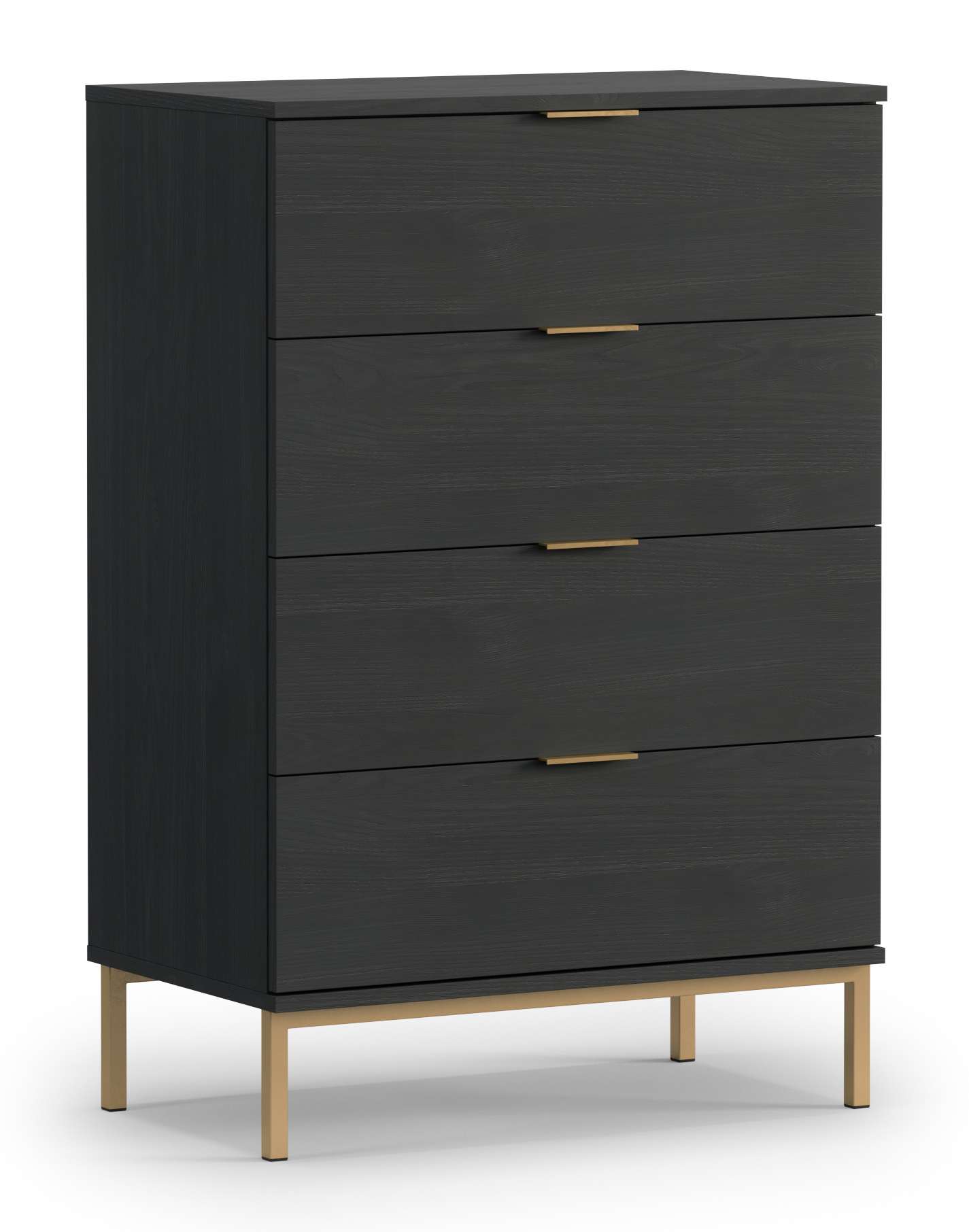 Komoda Lartti 70 cm z czterema szufladami jesion portland czarny