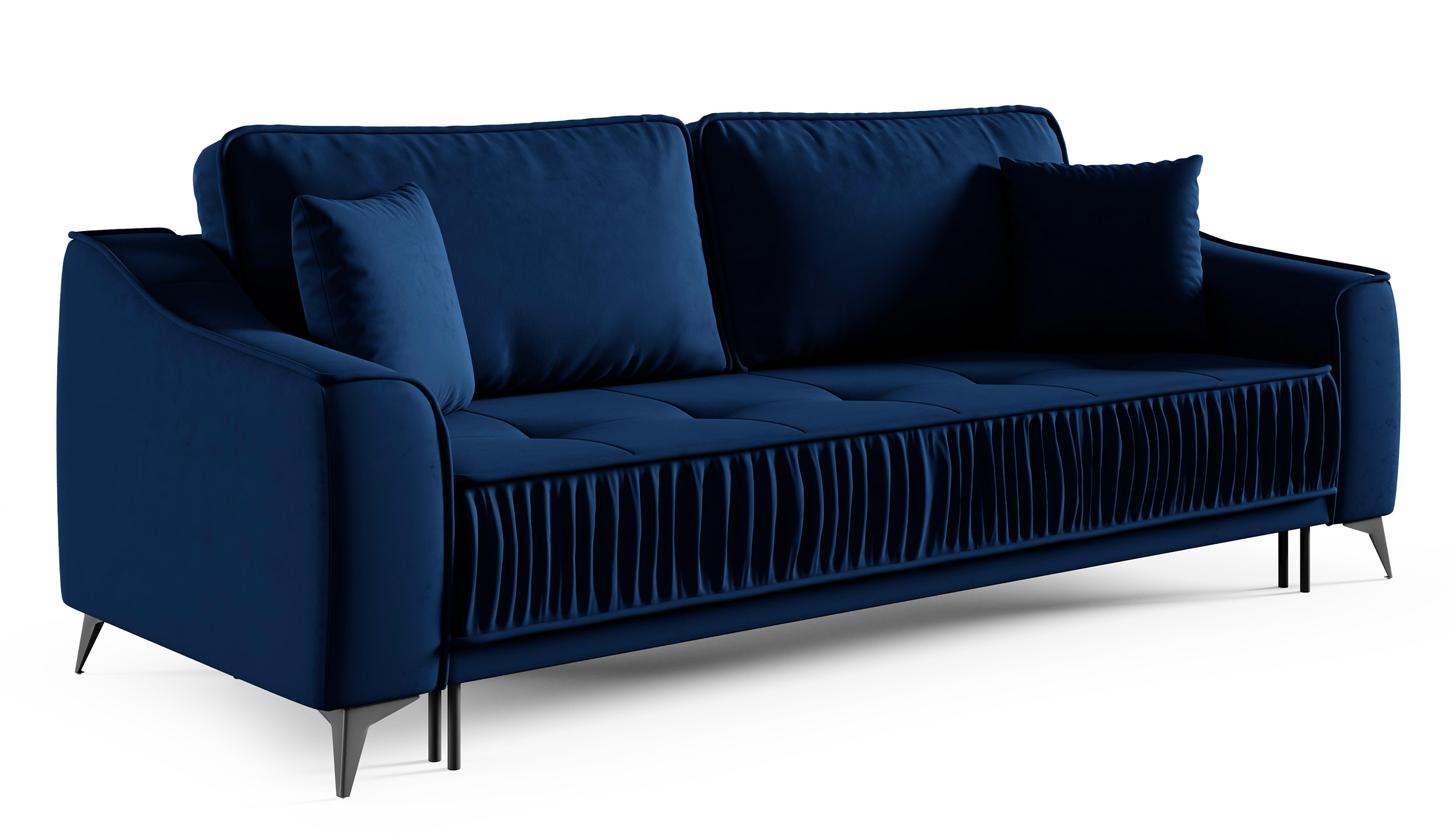 Kanapa rozkładana trzyosobowa Louisos z pojemnikiem granatowa hydrofobowa - zdjęcie 1