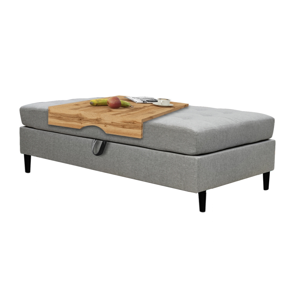 Pufa jasnoszara Kopenhaga plecionka na drewnianych nóżkach buk - zdjęcie 1