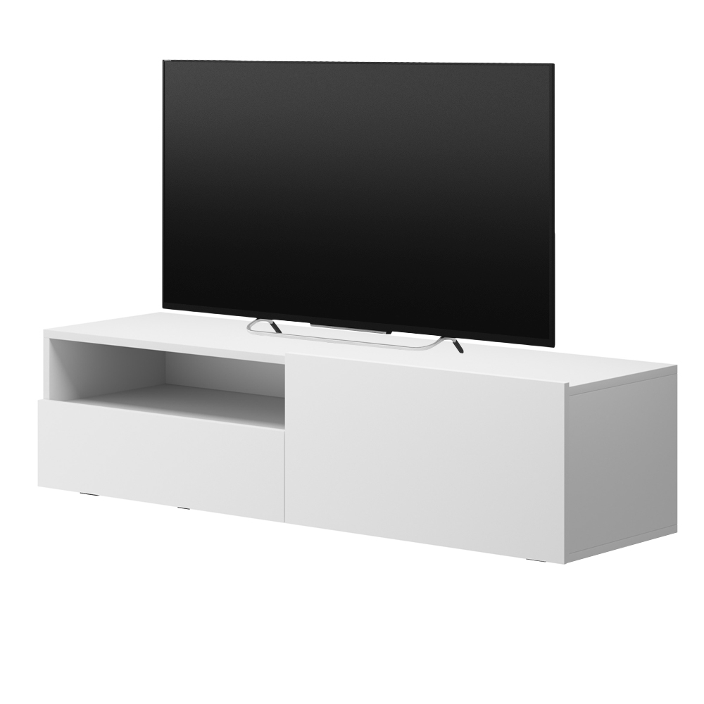 Szafka RTV Bugar 120 cm z półką biała wisząca - zdjęcie 1