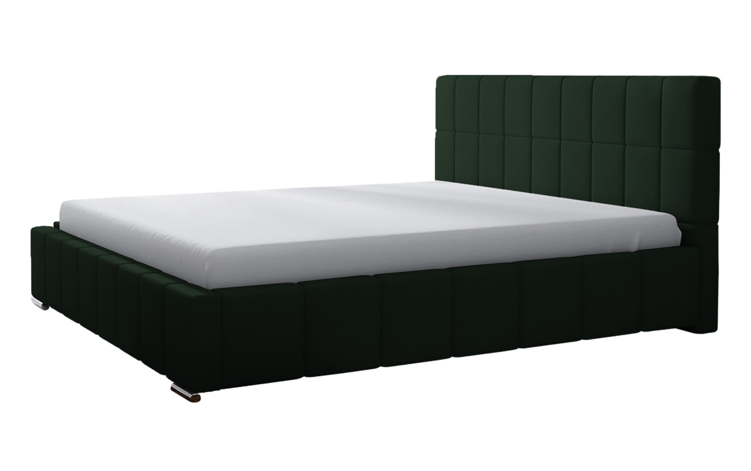 Łóżko tapicerowane Vibone 160x200 ze stelażem metalowym i pojemnikiem ciemnozielone hydrofobowe - zdjęcie 1