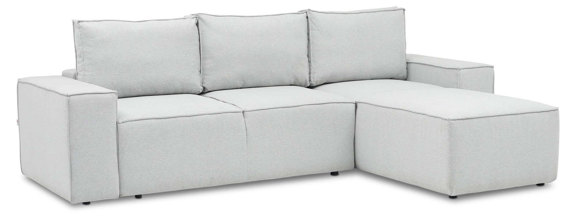 Narożnik z funkcją spania Munano L-kształtny z pojemnikiem jasnoszary prawostronny