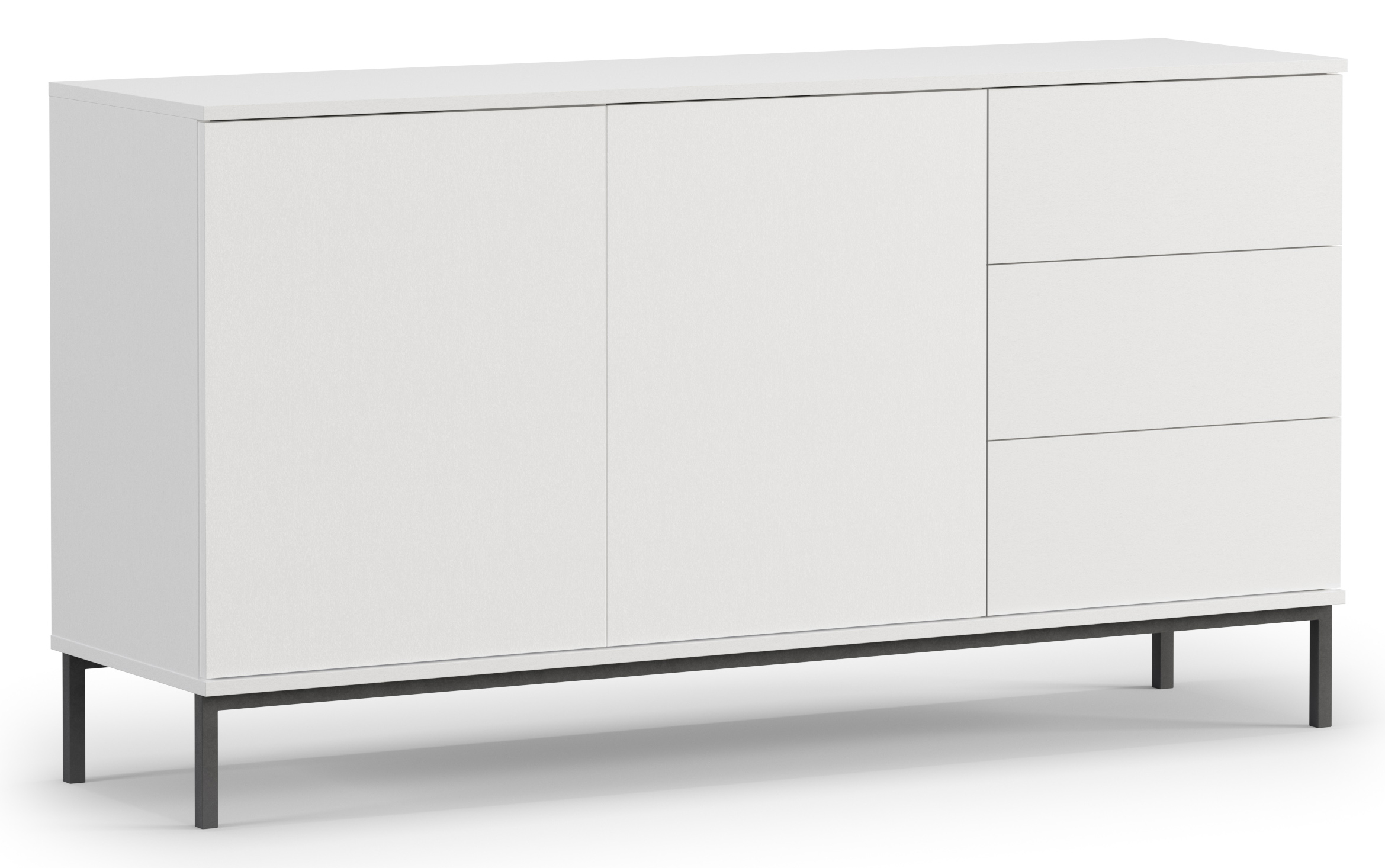 Komoda dwudrzwiowa Perila 150 cm z szufladami biała - zdjęcie 1