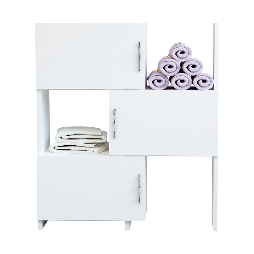 Regał zamykany Anena trzypoziomowy biały - zdjęcie 1