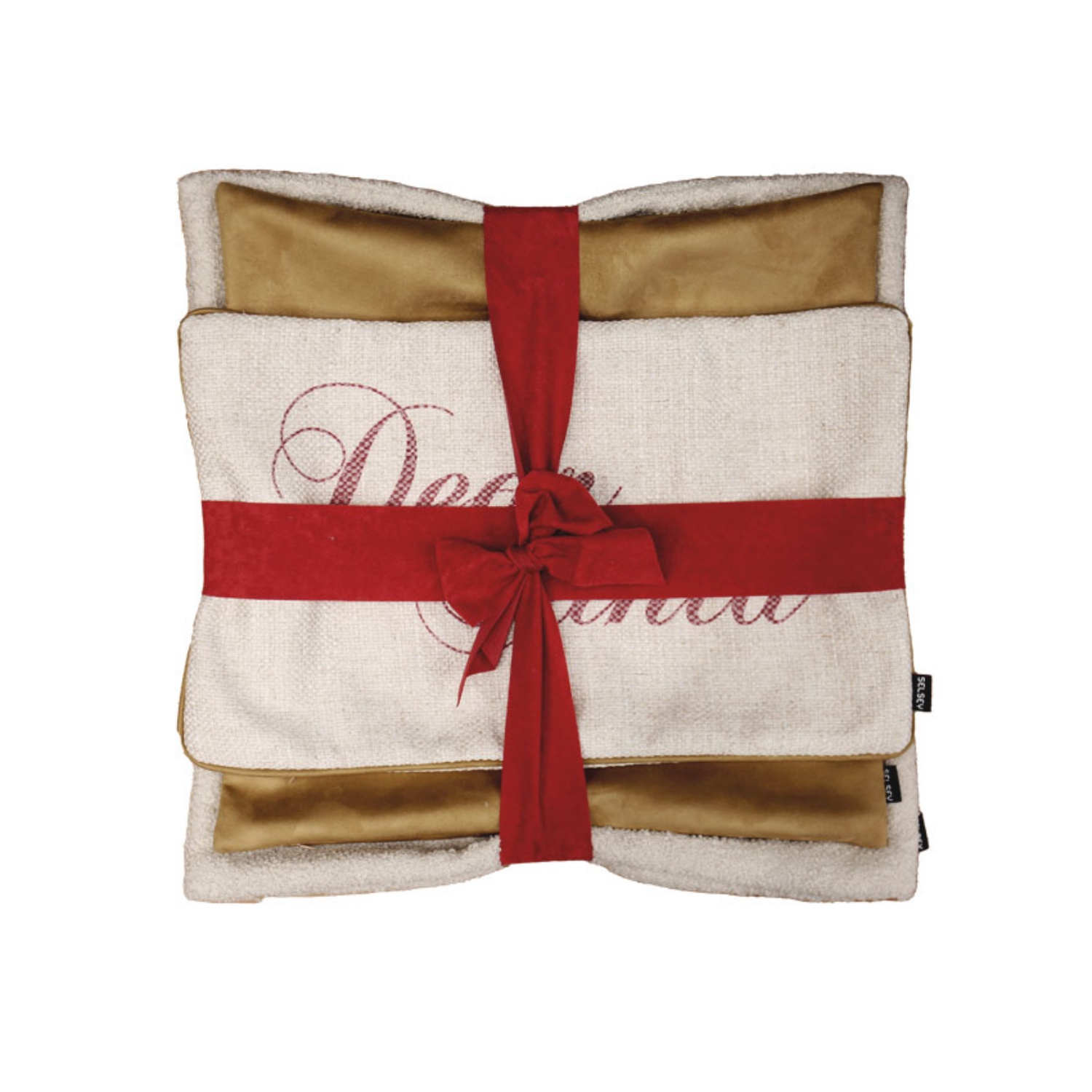 Komplet trzech poszewek świątecznych - Dear Santa 30x50 cm, boucle 50x50 cm i złota 45x45 cm - zdjęcie 1