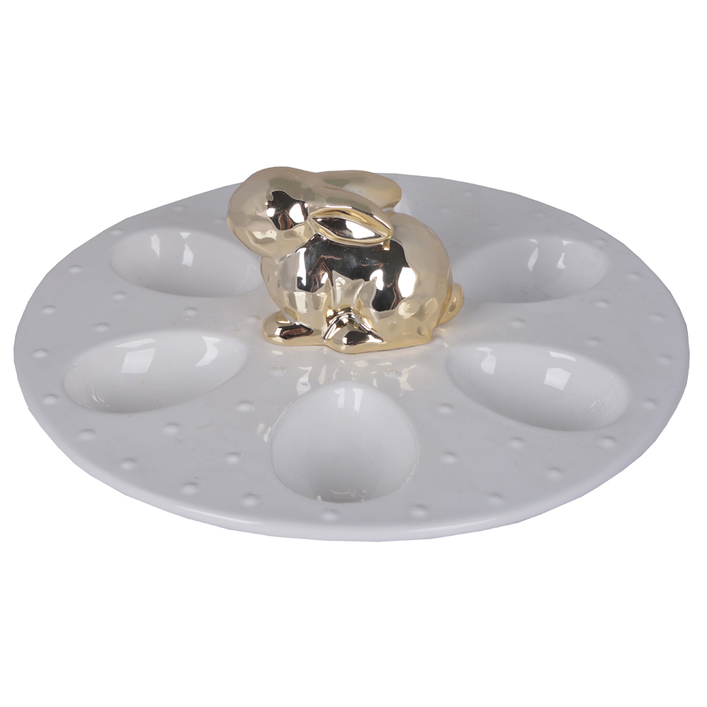 Talerz na jajka ze złotym królikiem Blauzac - zdjęcie 1