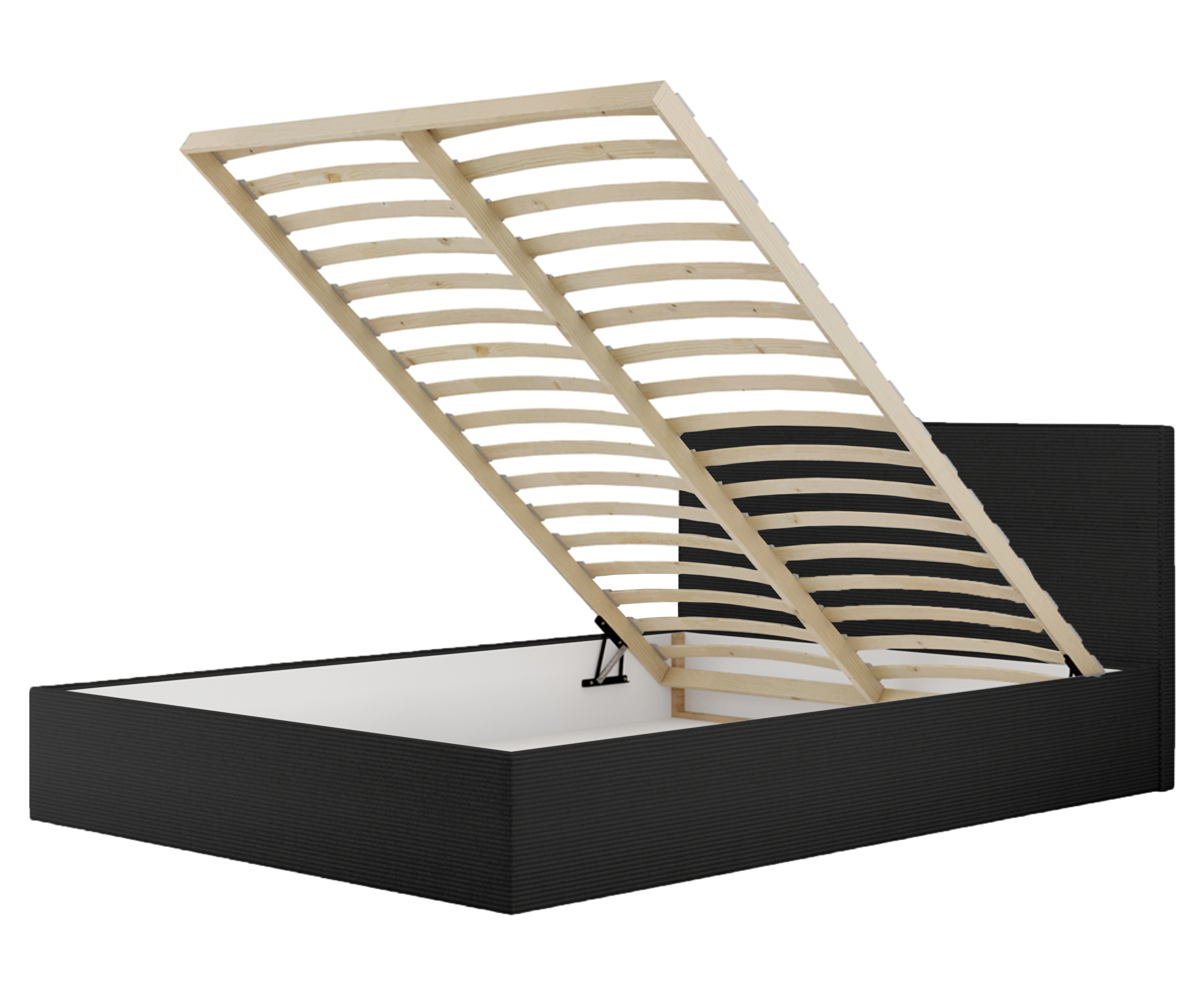 Łóżko tapicerowane 180x200 cm Campile z pojemnikiem czarne sztruks - zdjęcie 1