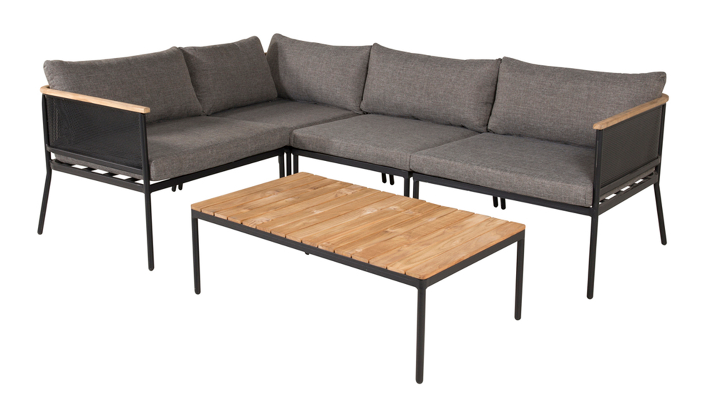 Zestaw mebli ogrodowych Beous z narożnikiem modułowym i stolikiem kawowym czarny/ciemnoszary - zdjęcie 1