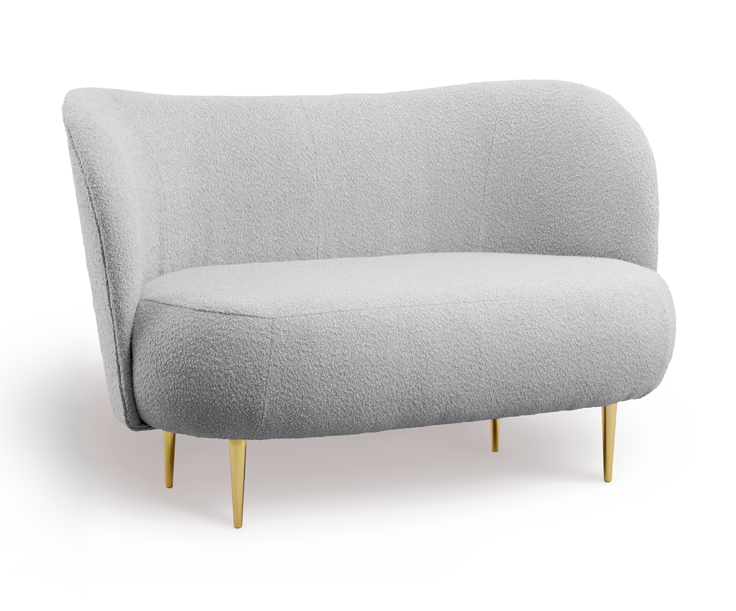 Sofa dwuosobowa Alago jasnoszary boucle na złotych nogach - zdjęcie 1