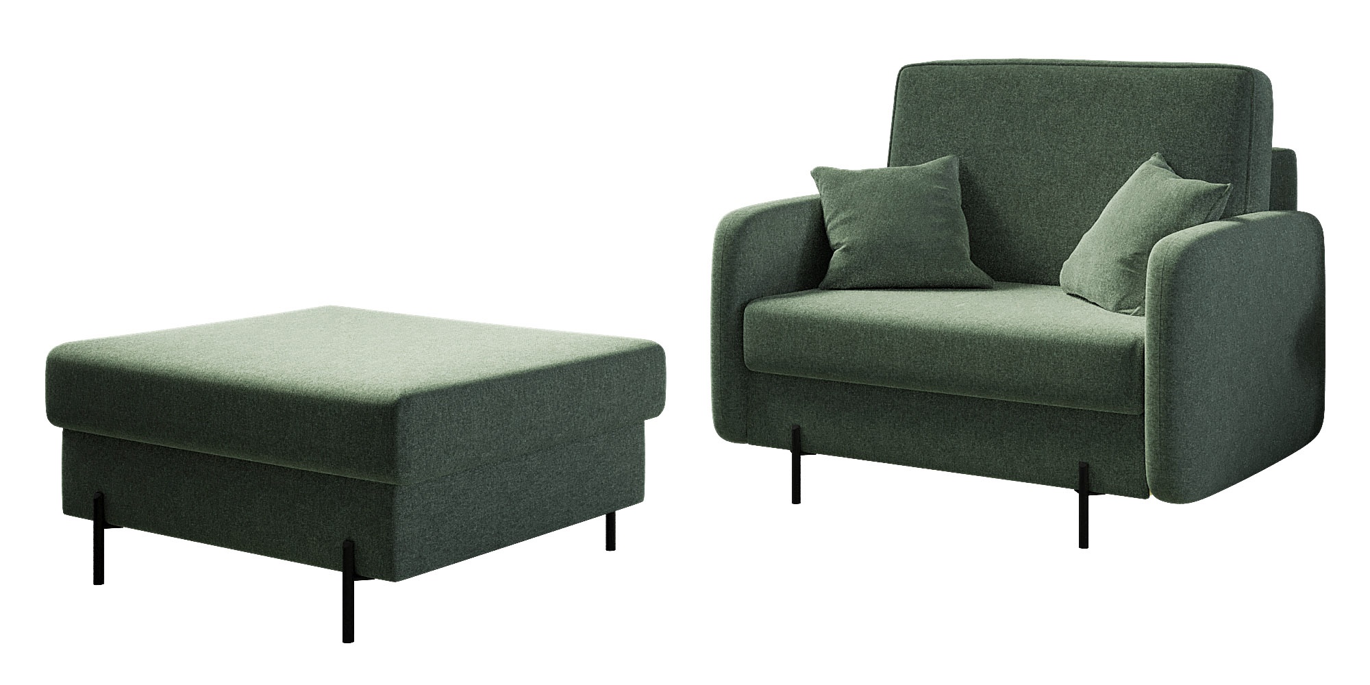 Fotel kubełkowy z podnóżkiem Solferina zielony w tkaninie łatwoczyszczącej - zdjęcie 1