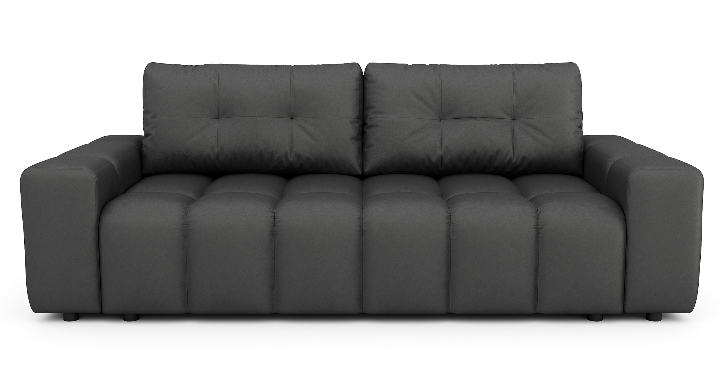 Kanapa rozkładana trzyosobowa Barreto ciemnoszara velvet hydrofobowy z pojemnikiem  - zdjęcie 1