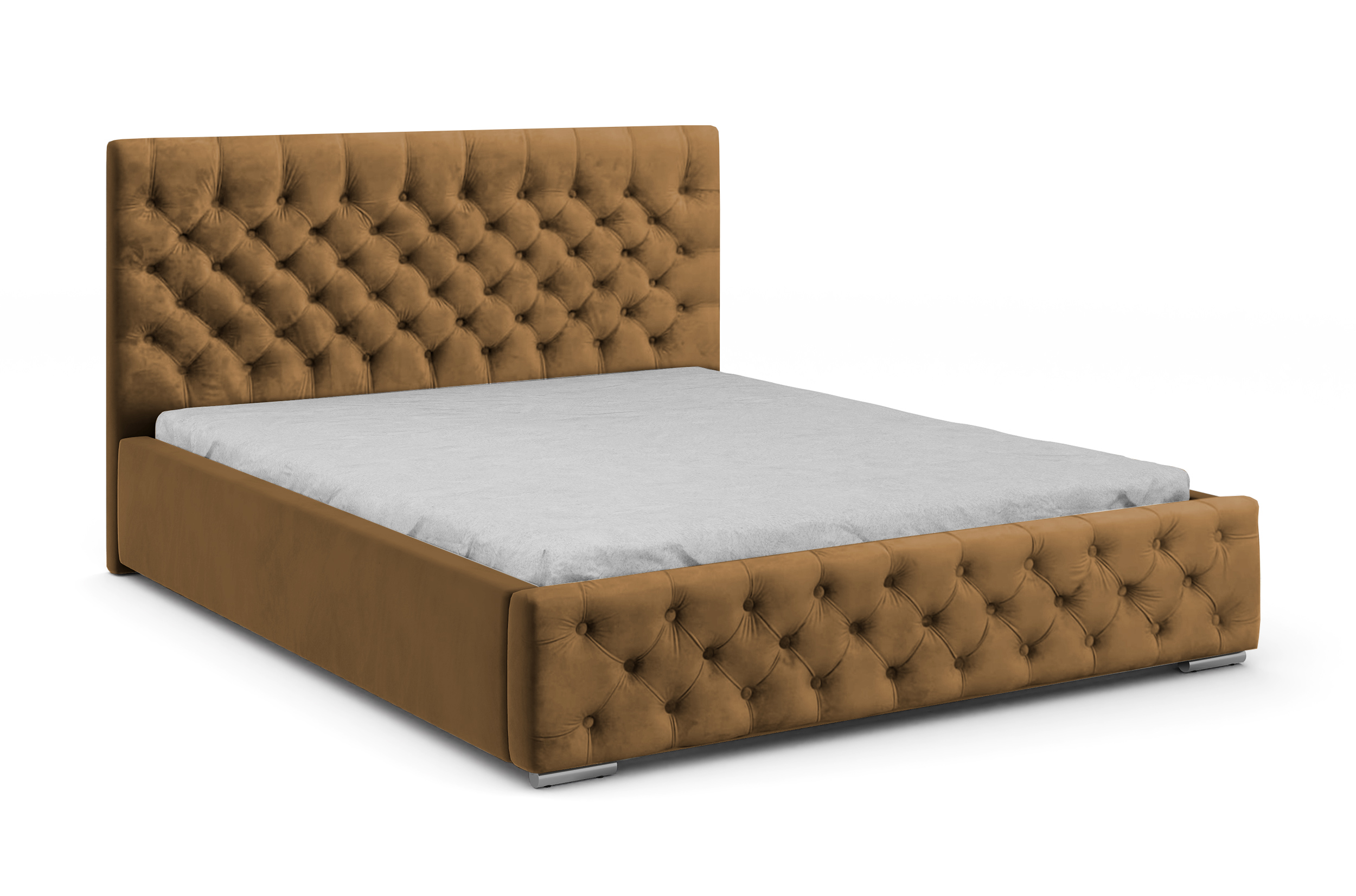 Łóżko tapicerowane 180x200 cm Chestello miedziane z pojemnikiem steleż metalowy podnośnik gazowy - zdjęcie 1