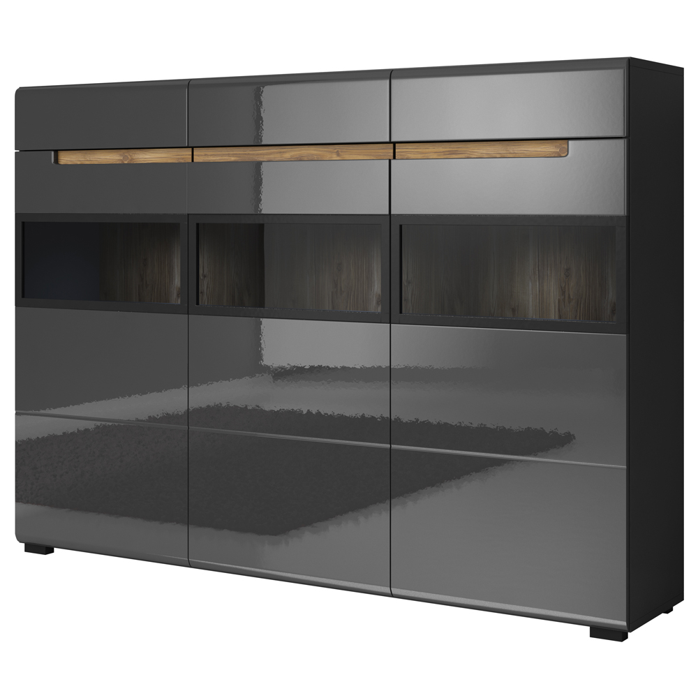 Barek Kanopus wysoki ze szklanymi frontami antracyt - zdjęcie 1