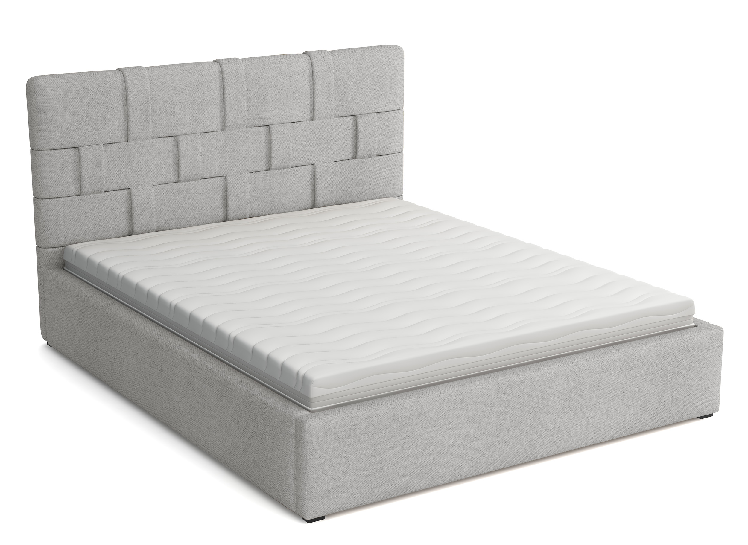 Łóżko tapicerowane 180x200 cm Zalino jasnoszare plecionka - zdjęcie 1