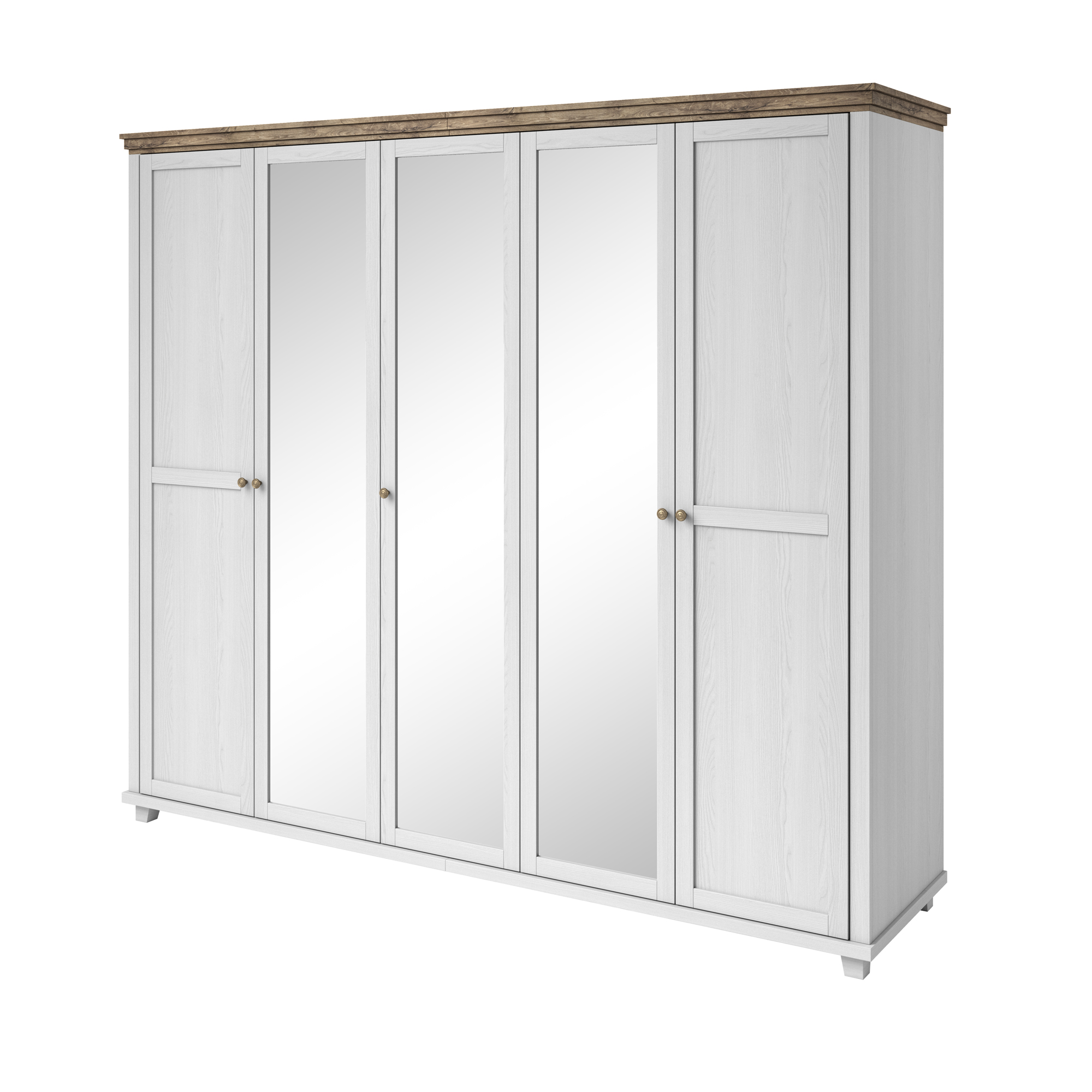 Szafa z lustrem pięciodrzwiowa Euglia jesion Abisko ze wstawką dąb Lefkas - zdjęcie 1