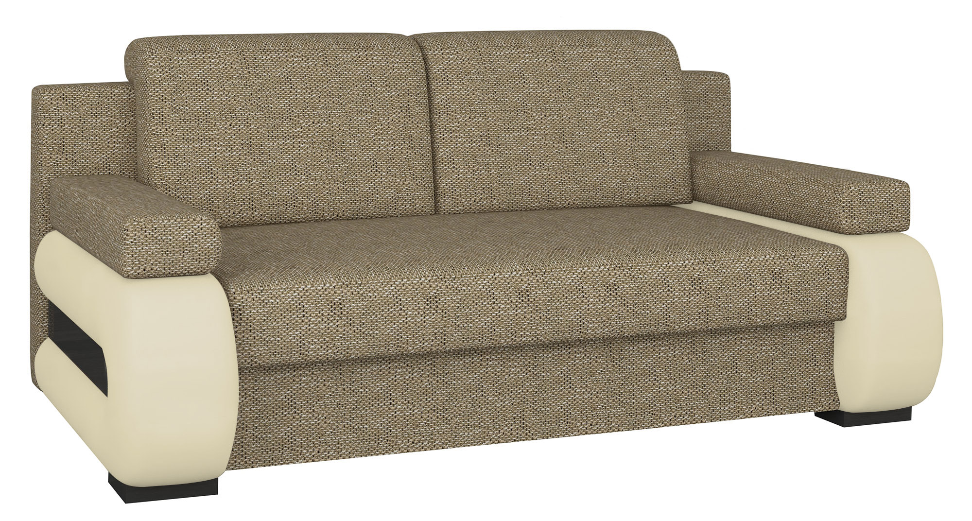 Kanapa rozkładana dwuosobowa Sorrel z pojemnikiem beżowa / kremowa plecionka / ekoskóra - zdjęcie 1