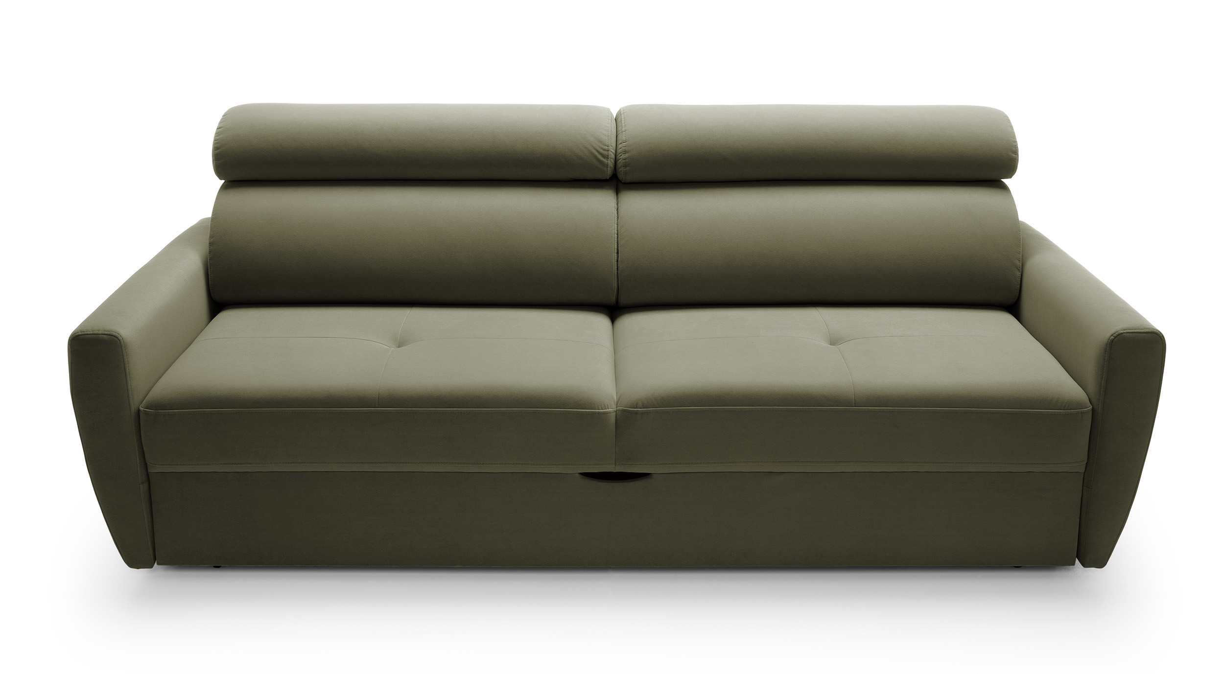 Kanapa rozkładana trzyosobowa Sylles oliwkowa welur łatwoczyszczący hydrofobowy - zdjęcie 1