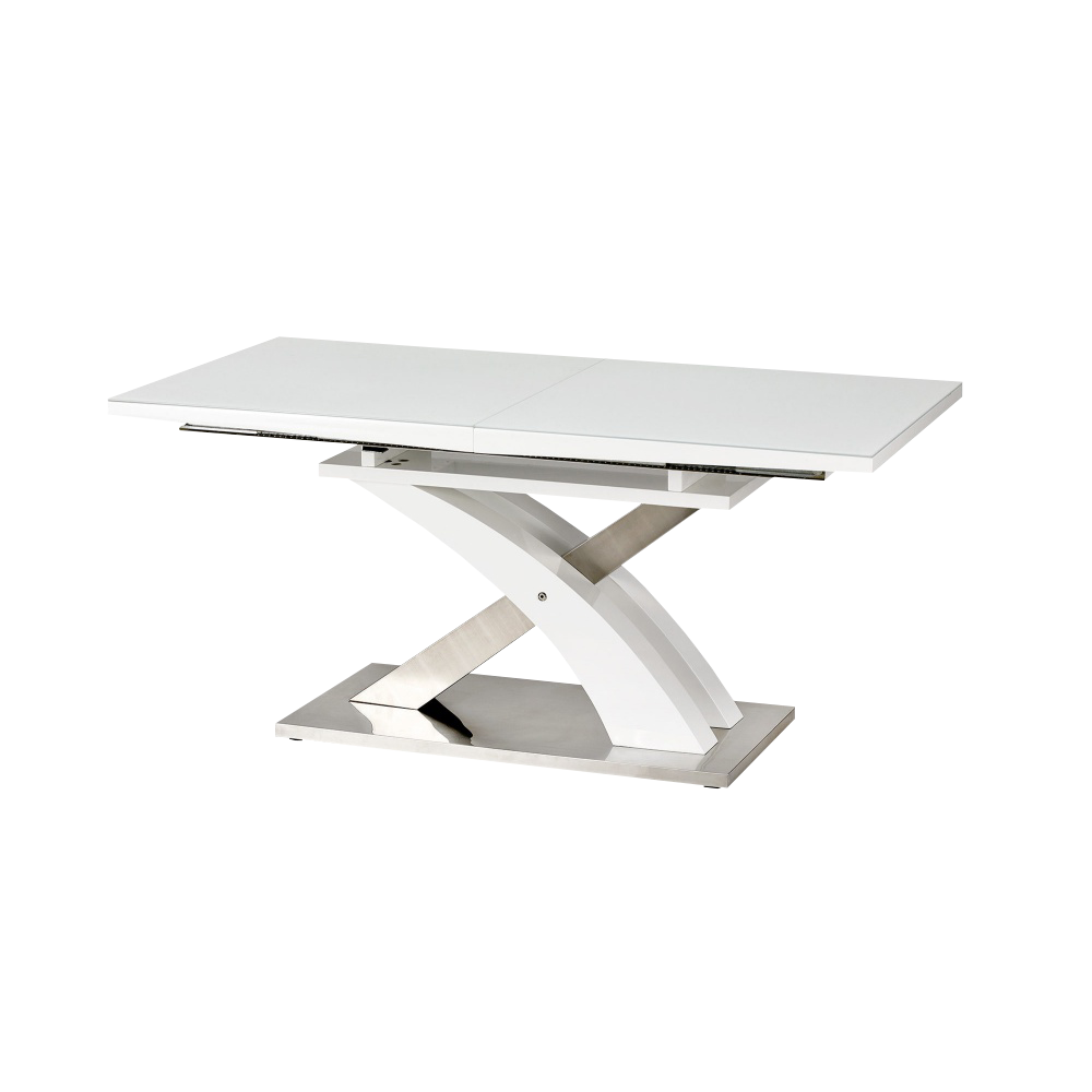 Stół rozkładany Reinosa 160-220x90 cm biały ze szklanym blatem - zdjęcie 1