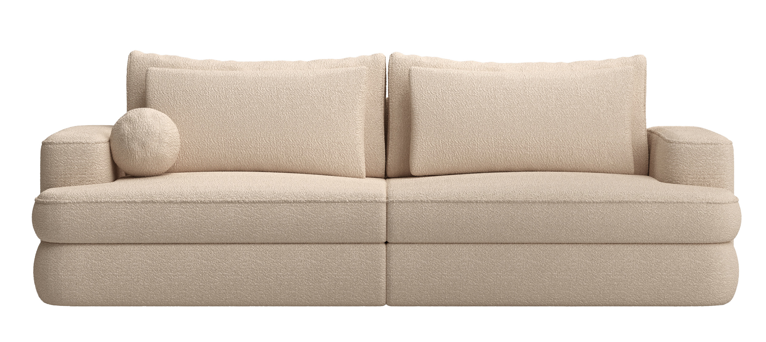 Kanapa rozkładana trzyosobowa Melio z pojemnikiem jasnobeżowa boucle - zdjęcie 1