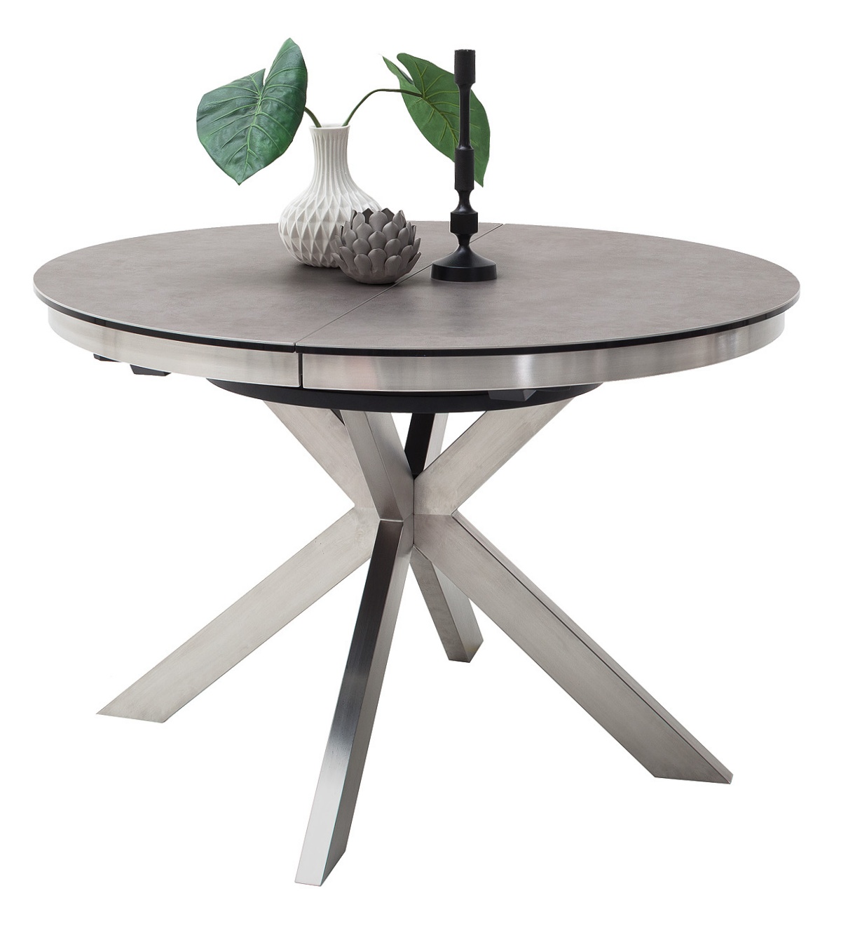 Stół do jadalni Mittred rozkładany 120-160x120 cm antracyt/stal szczotkowana - zdjęcie 1