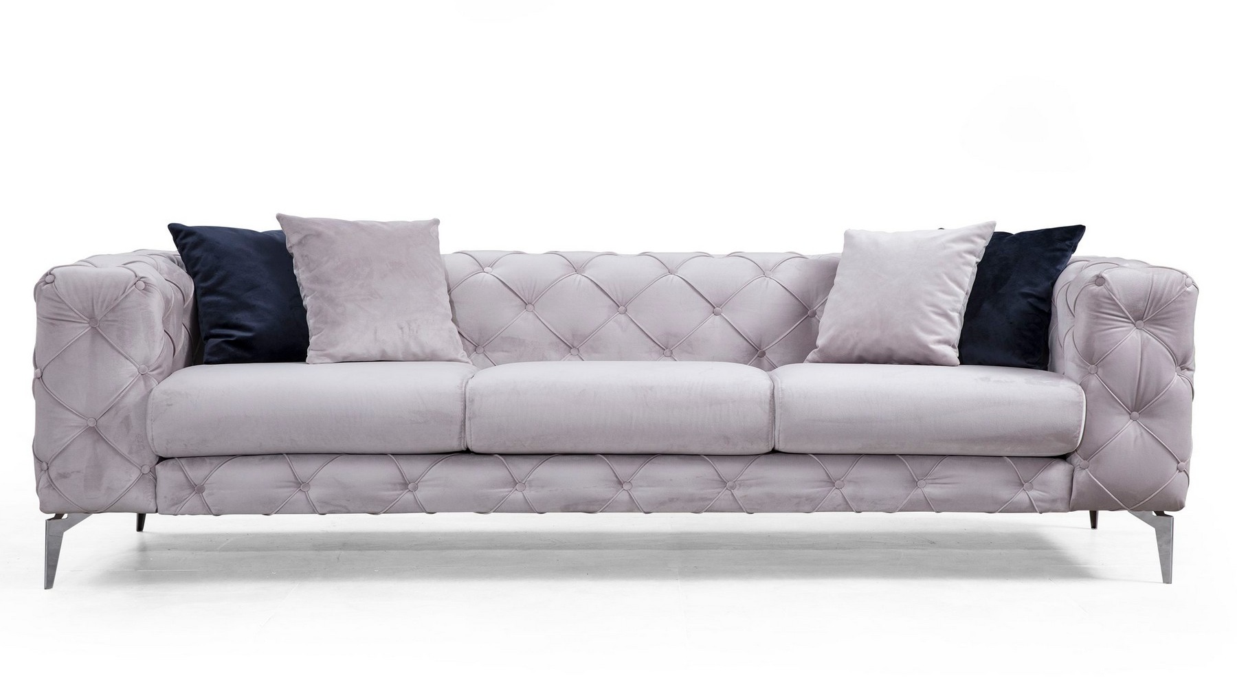 Sofa trzyosobowa Chopage pikowana szara - zdjęcie 1