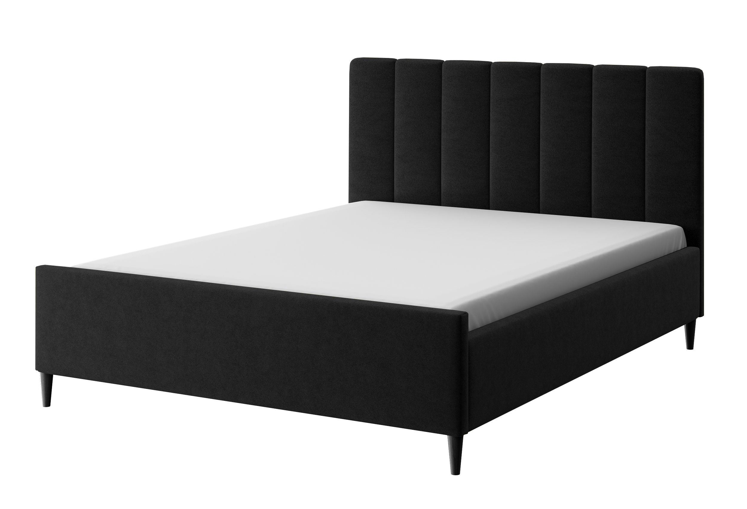 Łózko tapicerowane Pianetti czarne 140x200 stelaż metalowy welur