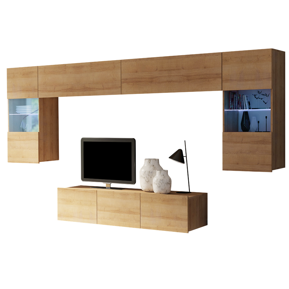 Meblościanka Kirdon z szafką RTV o szerokości 150 cm Dąb złoty  - zdjęcie 1