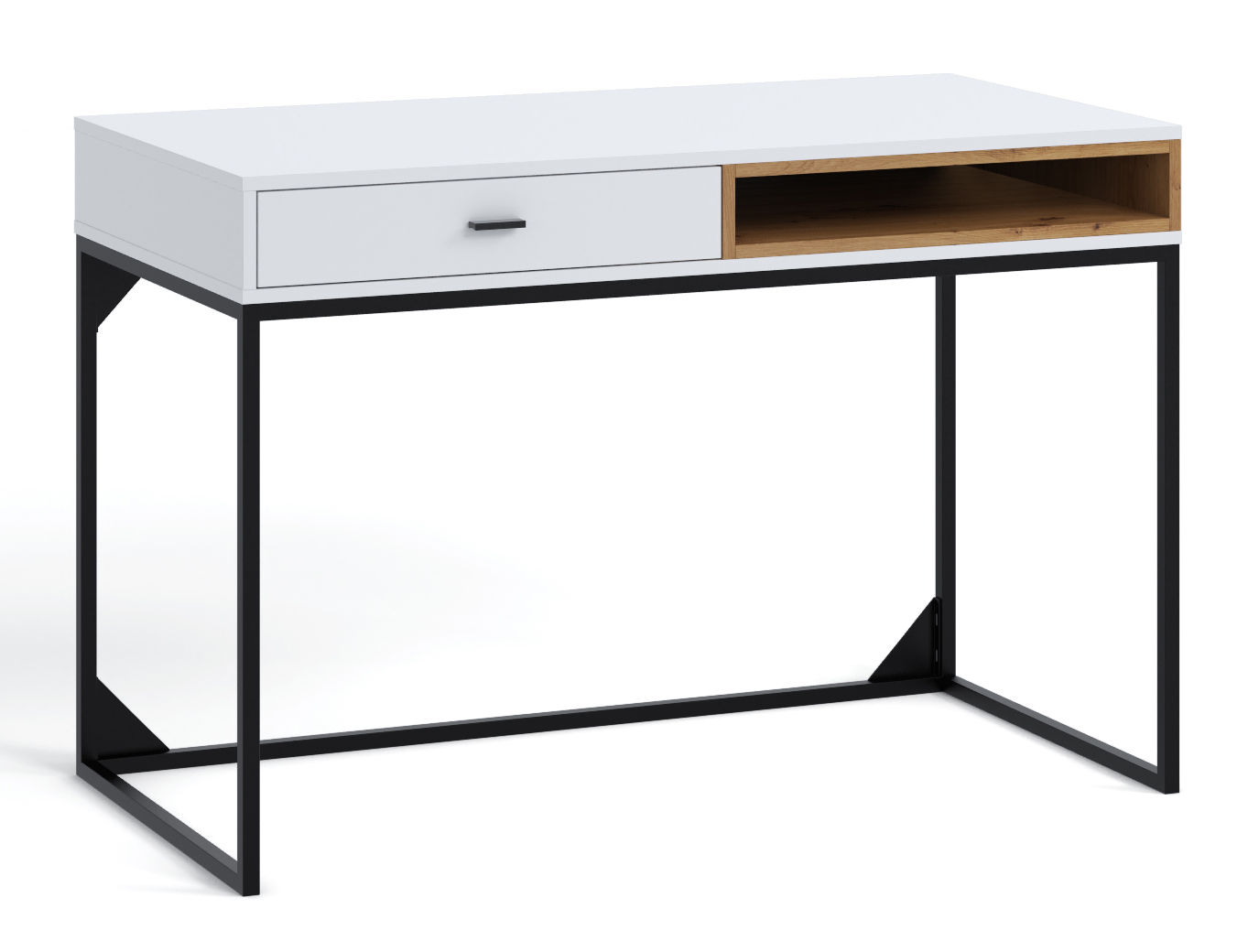 Biurko Bonila 120x60 cm z szufladą biały / dąb artisan - zdjęcie 1