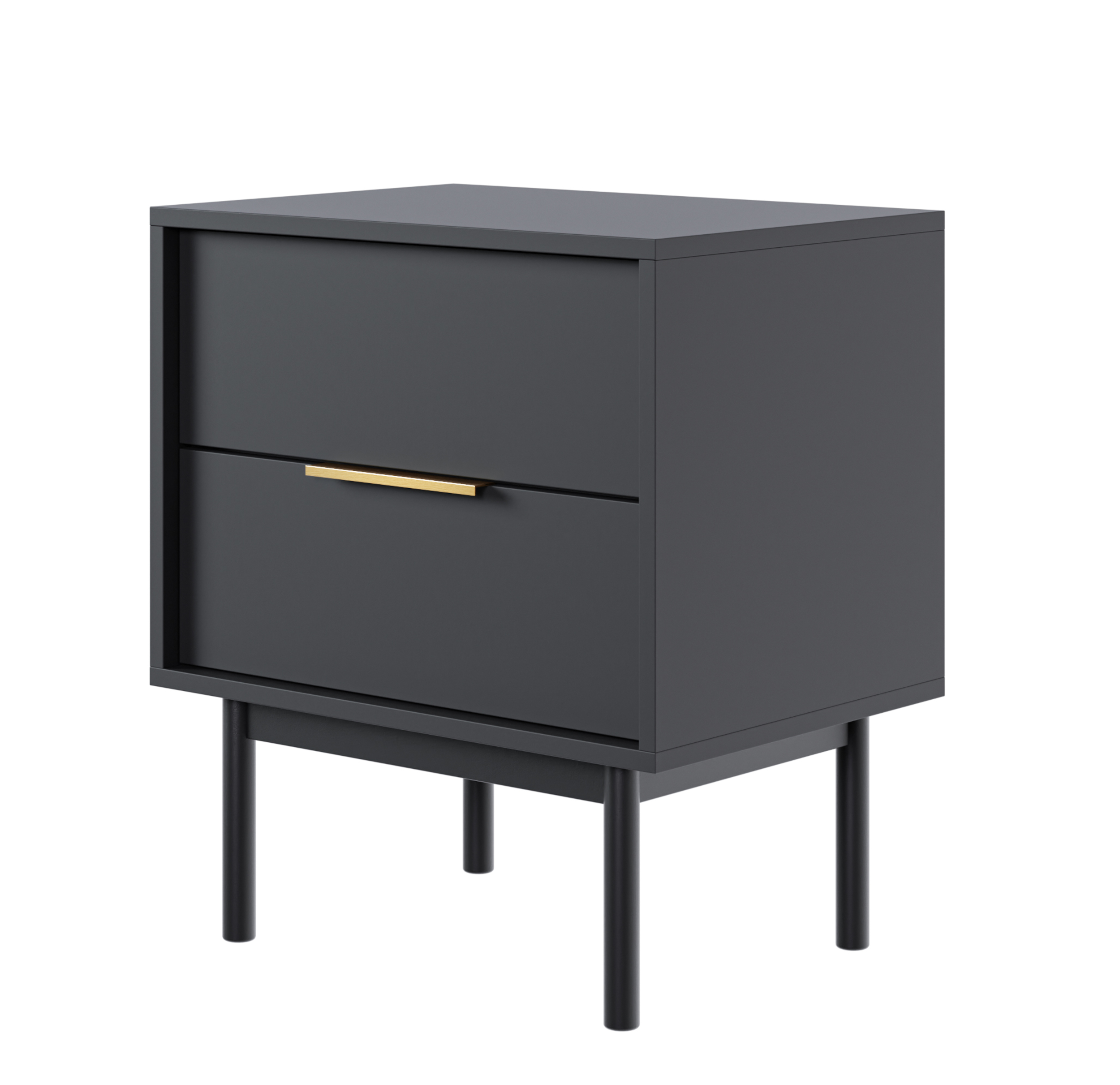 Szafka nocna Viviaro z dwoma szufladami 54 cm Czarny - zdjęcie 1