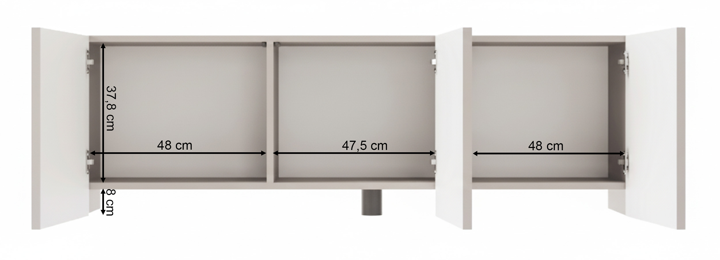 Szafka RTV Arkadia trzydrzwiowa z frezowanymi frontami 150 cm kaszmir