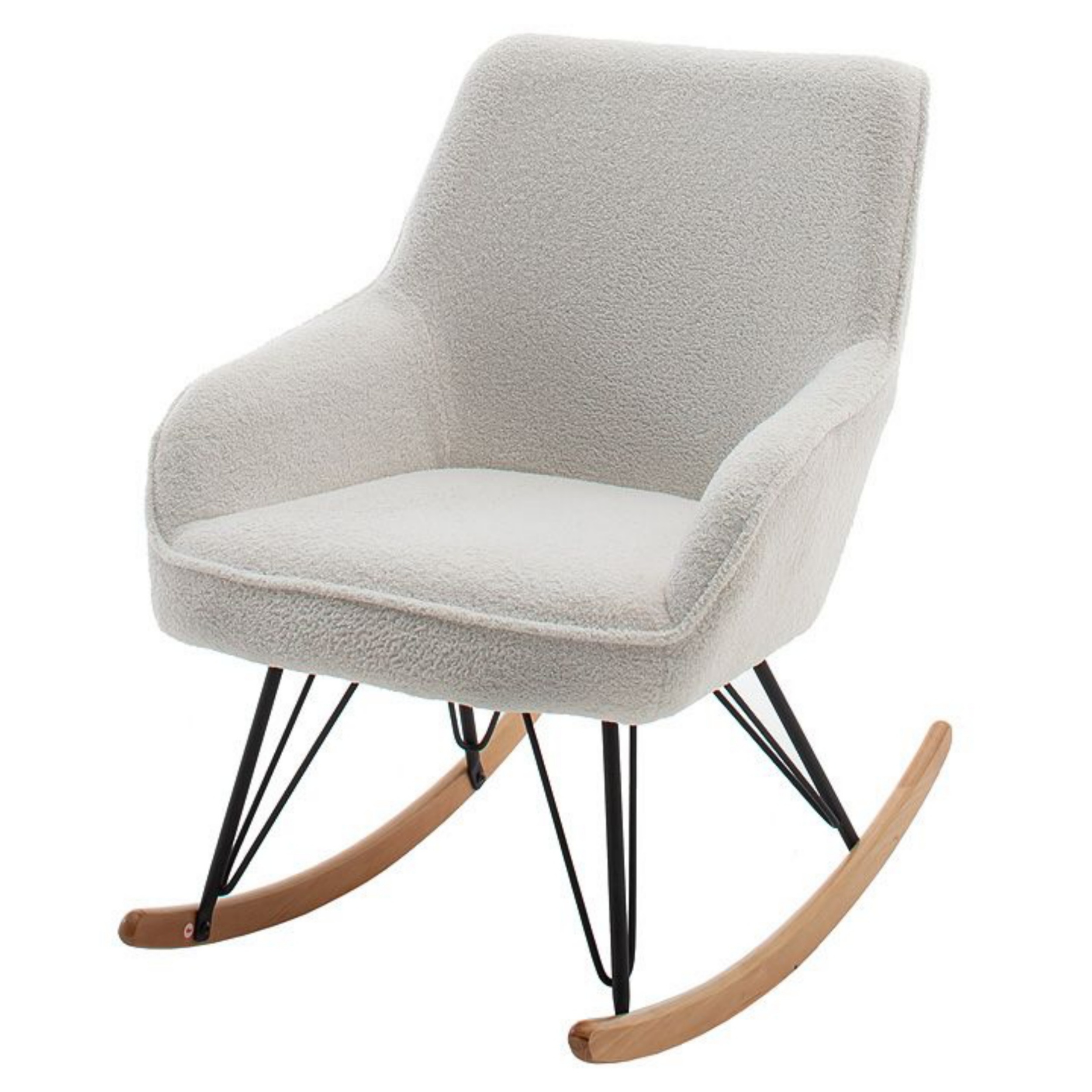 Fotel bujany Hopkins biały z drewnianymi płozami - zdjęcie 1