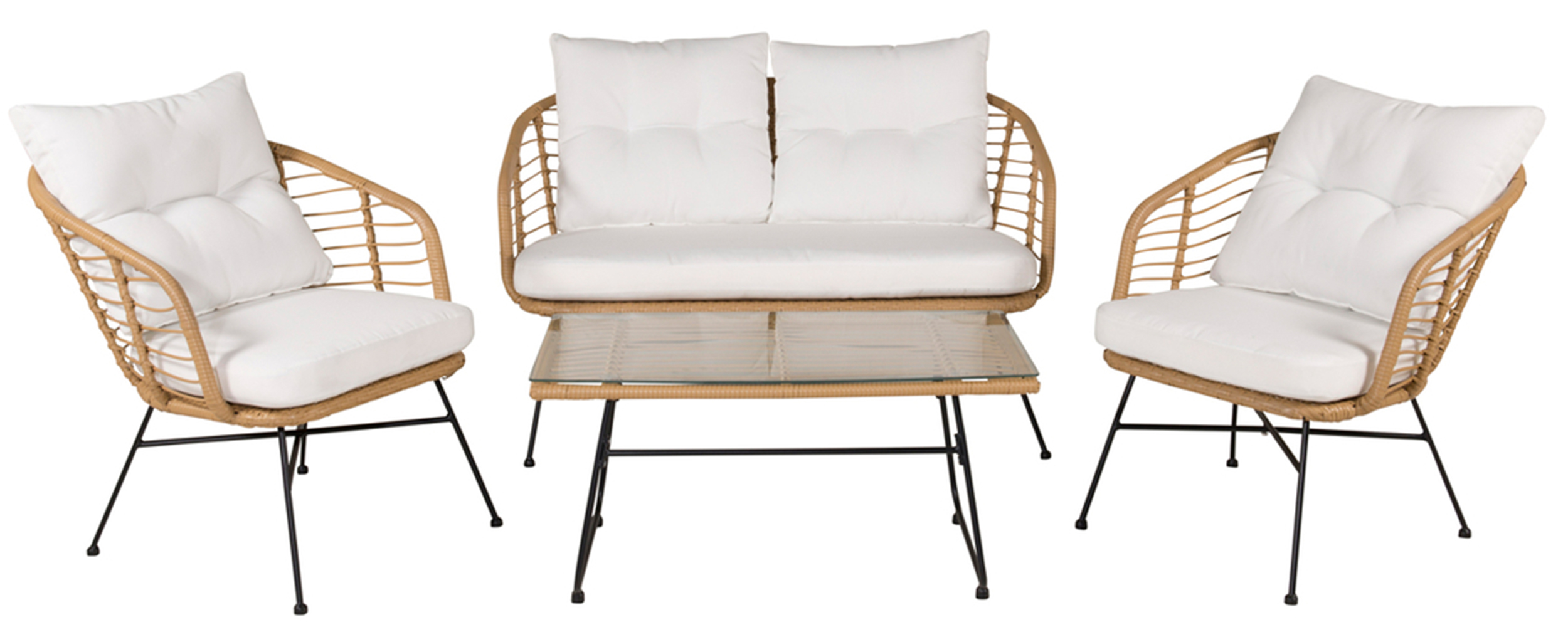 Zestaw ogrodowy Luplo stalowa rama czarny/naturalny brąz - zdjęcie 1