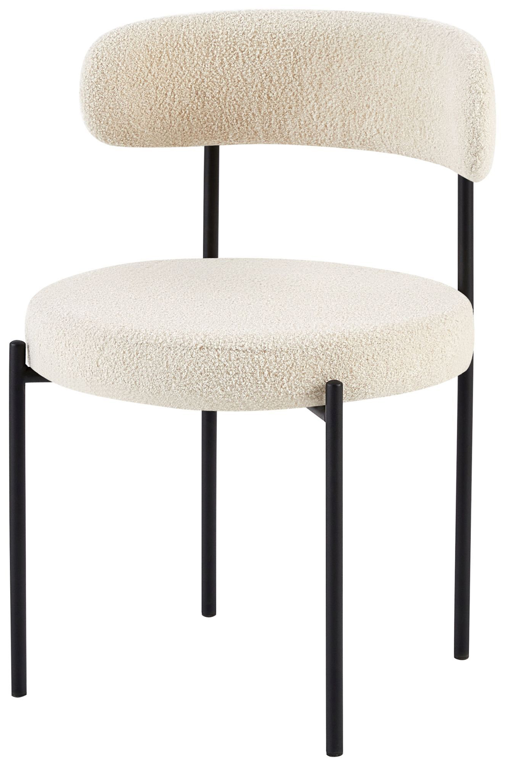 Polsterstuhl Femiss aus hellbeigem Boucle-Stoff