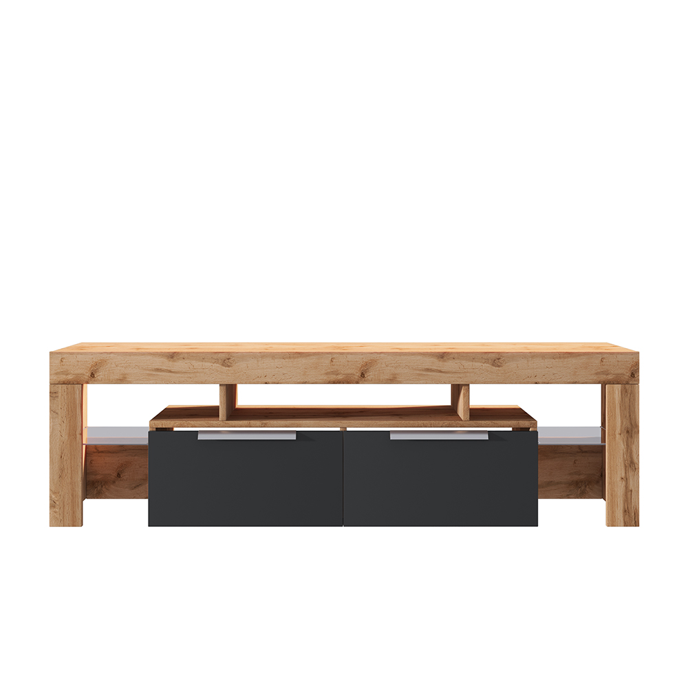 Szafka RTV Vergon Dąb lancaster / Czarny połysk - zdjęcie 1