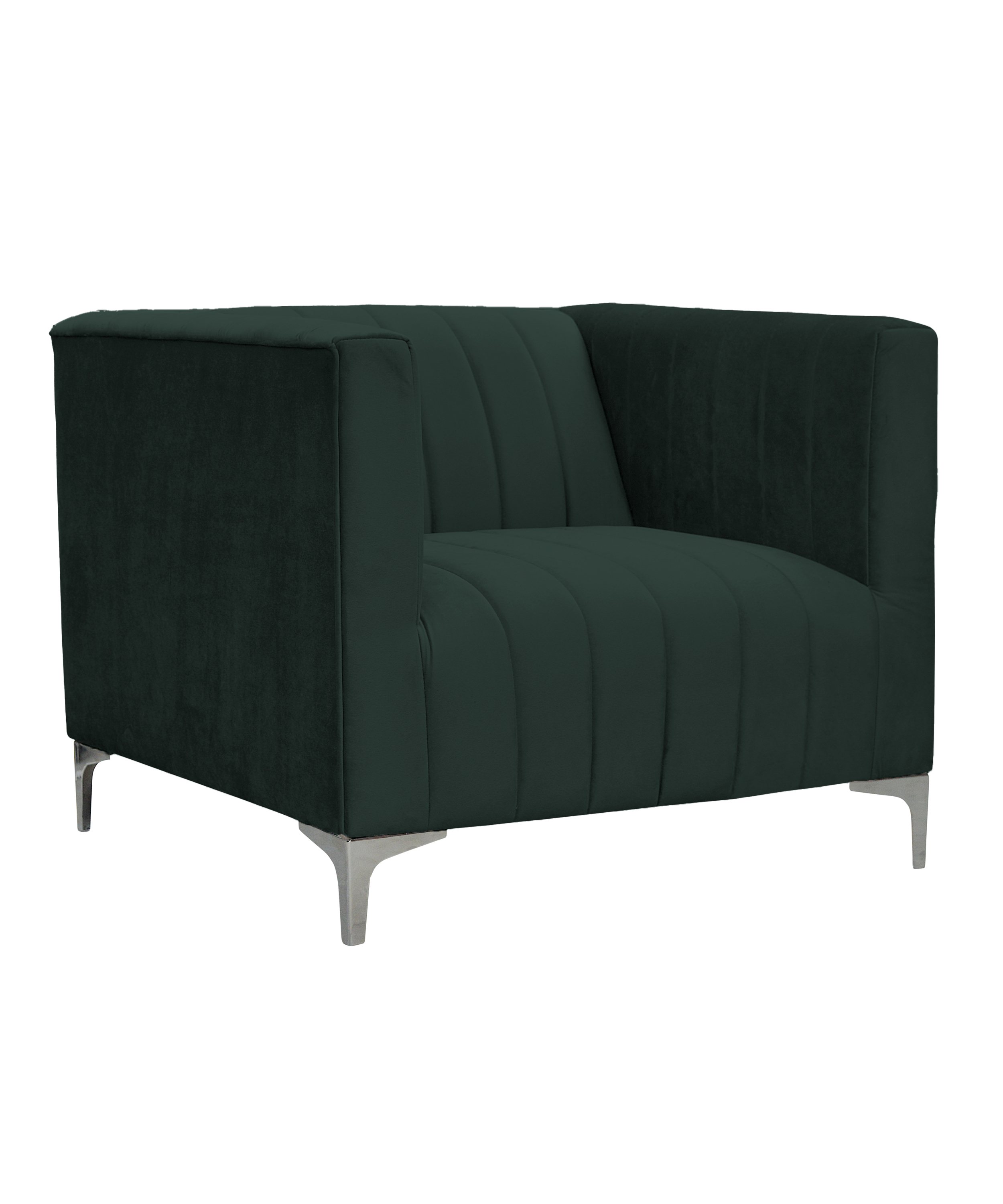 Fotel Paramaribo butelkowa zieleń welur na srebrnych nóżkach - zdjęcie 1