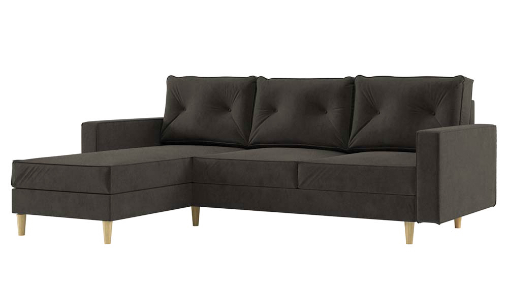 Narożnik z funkcją spania Alidia L-kształtny z pojemnikiem ciemnoszary lewostronny - zdjęcie 1