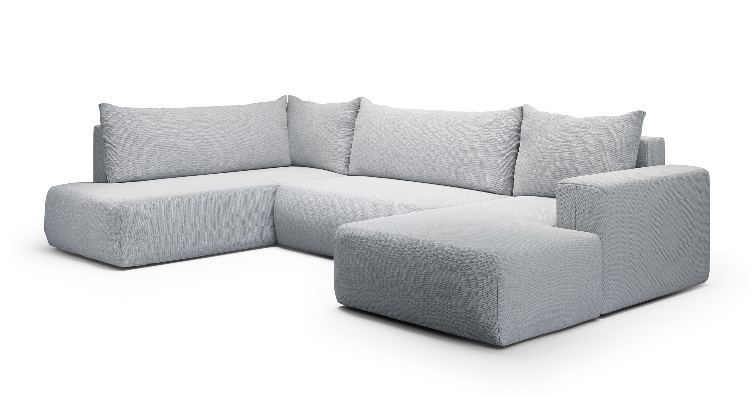 Narożnik z funkcją spania Lummi U-kształtny z pojemnikiem jasnoszary szenil hydrofobowy lewostronny - zdjęcie 1