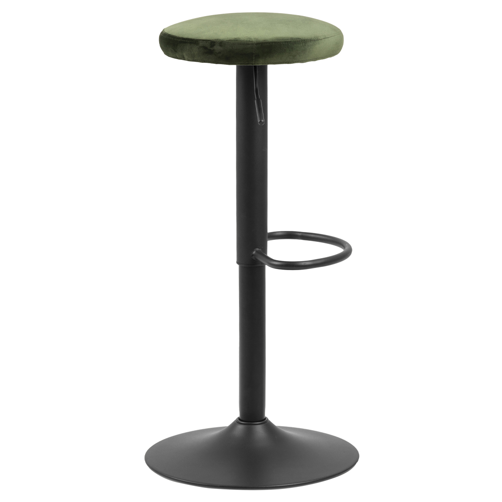 Hoker tapicerowany Afaren zielony welur na czarnej nodze - zdjęcie 1