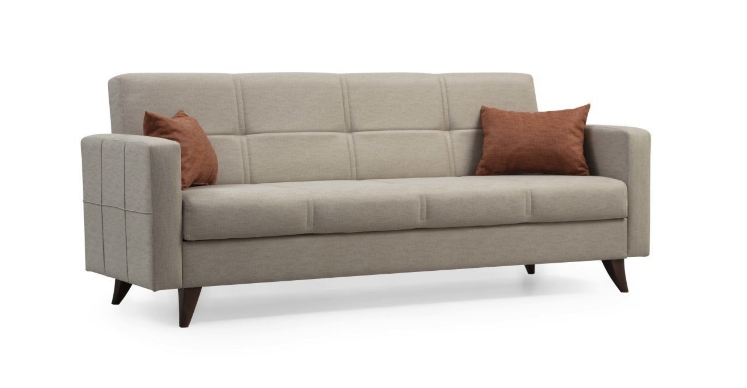 Kanapa trzyosobowa Desizes z podłokietnikami beżowa - zdjęcie 1