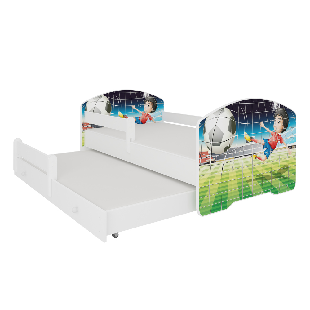 Łóżko dziecięce podwójne Blasius 160x80 cm z piłkarzem z barierką - zdjęcie 1